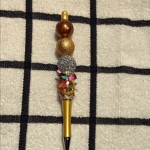Elegant Gold and Silver Beaded Pen